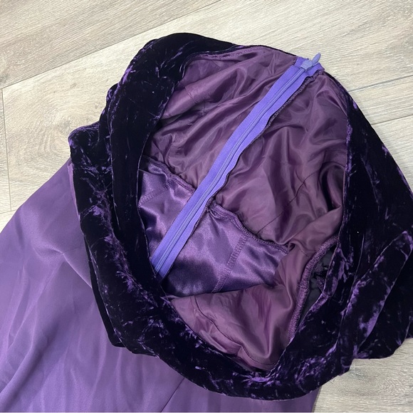 Purple Plum Velvet Prom Bridesmaid Formal Flow Dress Back Bow Large X-Large - Picture 4 of 9
